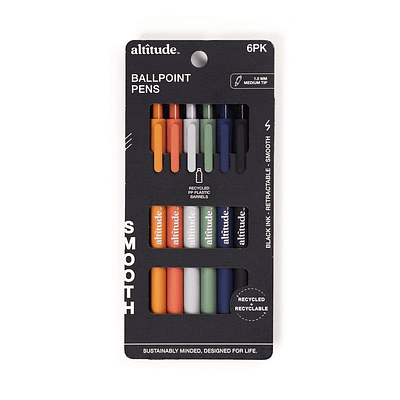 Altitude 6pk Retractable Ballpoint Pens 1.0mm Black Ink Terracotta