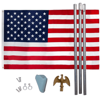 Valley Forge Flag 3'x5' Repreve U.S. Flag Set with 6' Steel Flag Pole: Complete Mounting K...