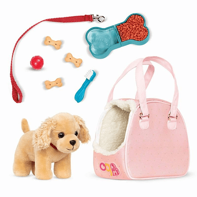 Our Generation Hop In Dog Carrier & Pet Plush Puppy for 18' Dolls