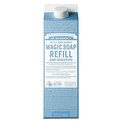 Dr. Bronner's Baby Pure Castile Soap Refill Carton - Unscented - 32 fl oz