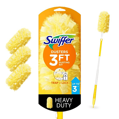 Swiffer Dusters Heavy Duty Extendable Handle and Duster Refill Dusting Kit - 4ct
