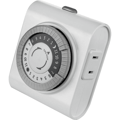 GE Indoor Mechanical Timer 24hr 2-Polarized Outlet Big Button White: Push Button, No Assem...