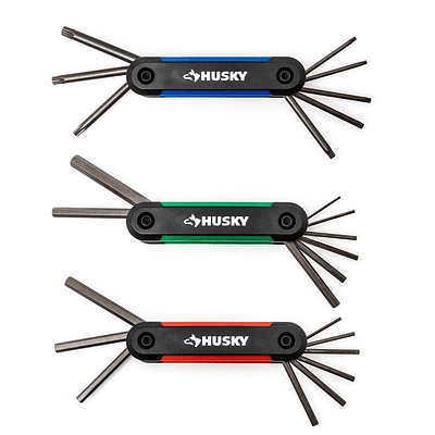 Folding Hex Key Set (9-Piece SAE, 8-Piece MM, 8-Piece Torx)