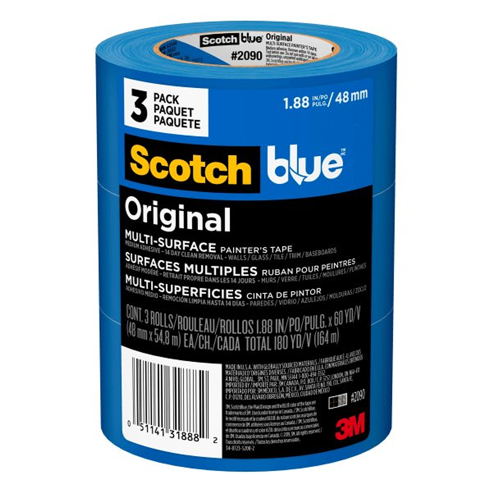 Scotch Blue Painter s Tape  1.88 in. x 60 yd.  3 Pack  Original Multi-Surface  Paint Supplies