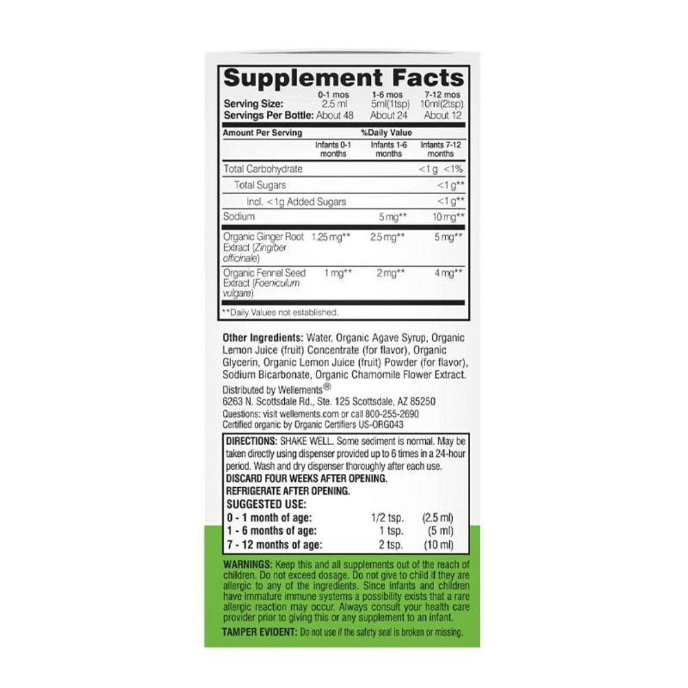 Wellements Organic Gripe Water - 4oz