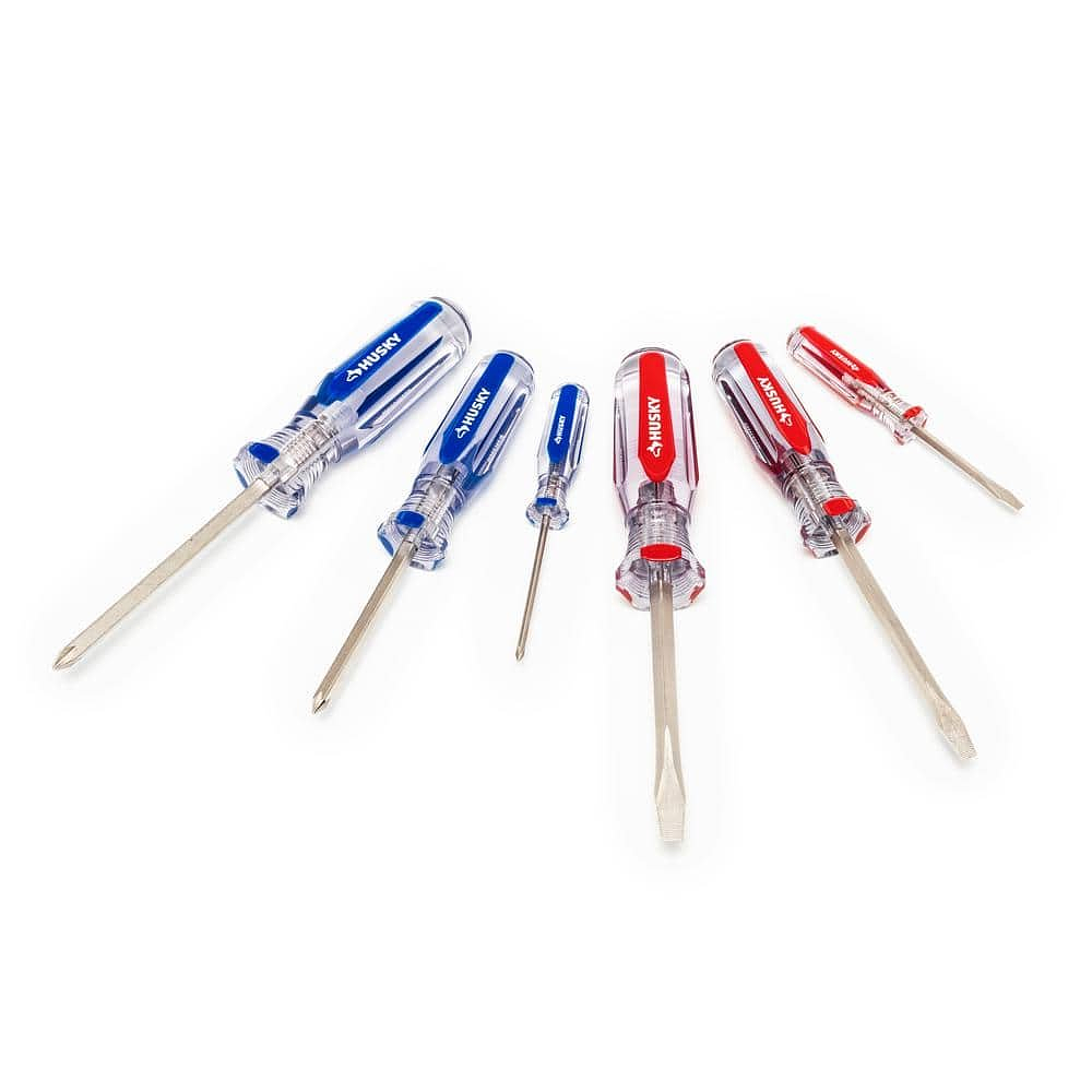 Philips and Slotted Screwdriver Set with Acetate Handles (6-Piece)