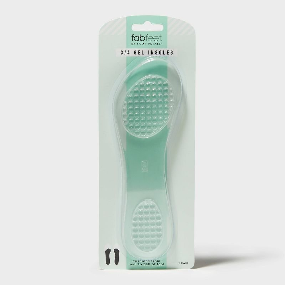 Fab Feet Women's by Foot Petals 3/4 Gel Insoles Shoe Cushion Clear - Size (6-11)