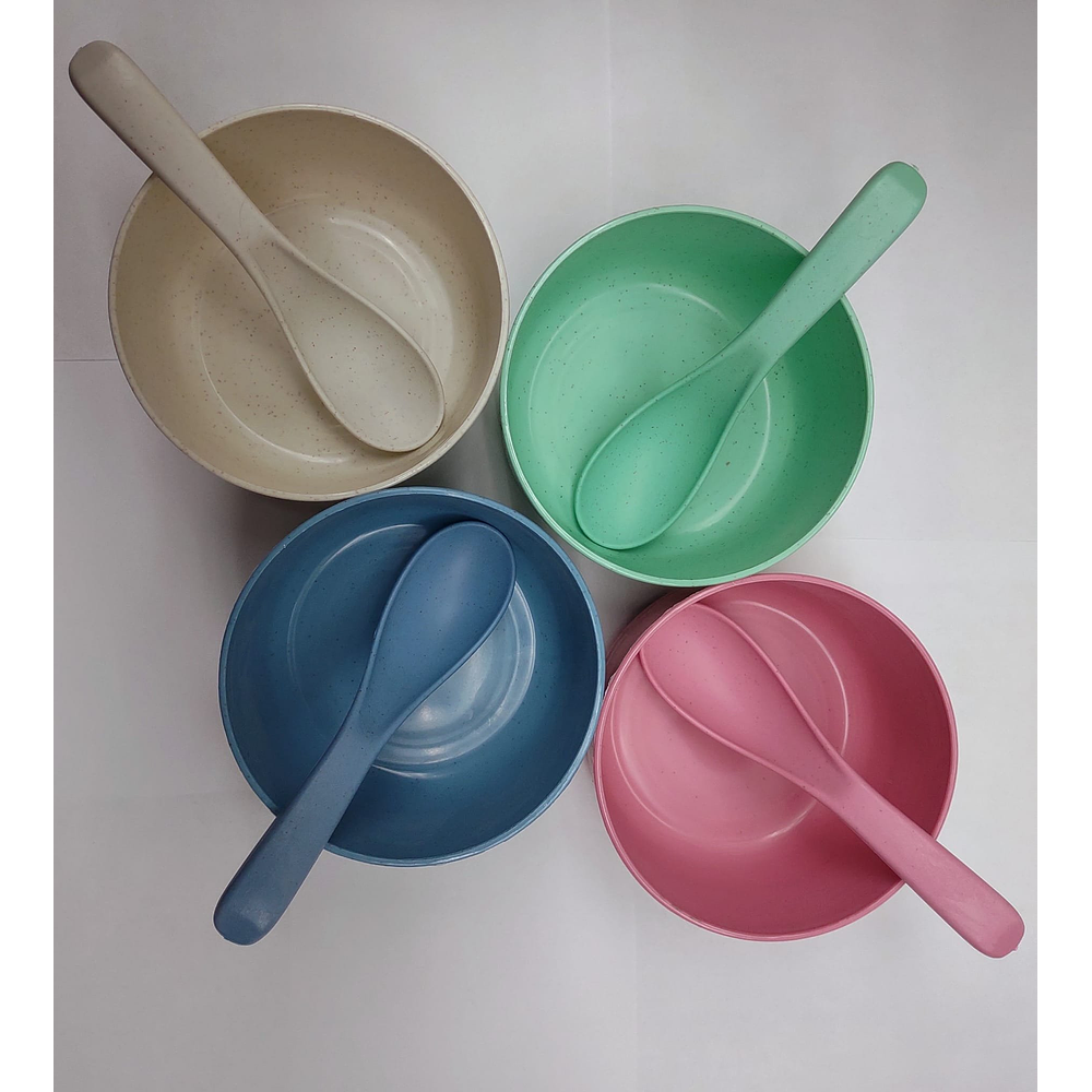 Wheat Bowl & Old Fat Soup Spoon (Colors Vary)