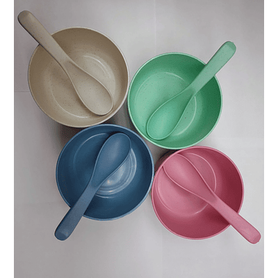 Wheat Bowl & Old Fat Soup Spoon (Colors Vary)