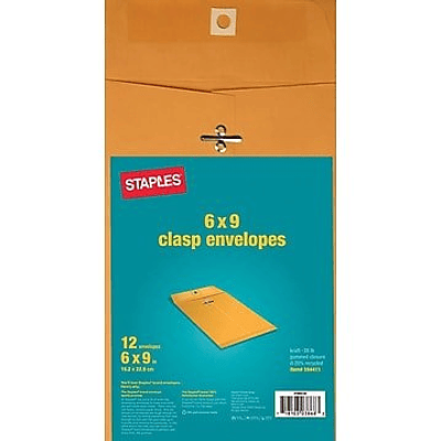 Staples Kraft Clasp Envelopes Brown 12/Pack (594411/19003)