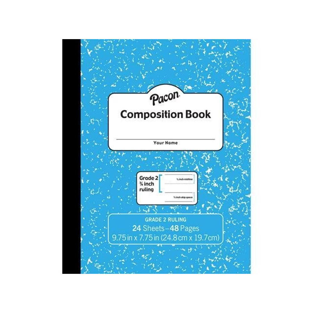 Pacon 1-Subject Composition Notebooks 9.75  x 7.5  College Ruled 24 Sheets Blue (PACMMK37138)