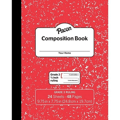 Pacon Composition Notebook 9.75  x 7.5  Manuscript Ruled Red Marble PACMMK37139