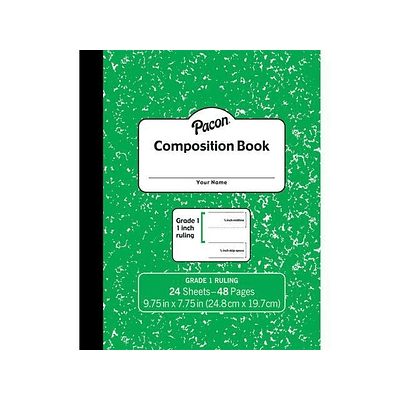 Pacon Composition Notebook 9.75  x 7.5  Manuscript Ruled Green Marble PACMMK37137
