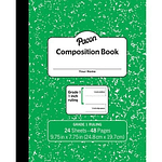 Pacon Composition Notebook 9.75  x 7.5  Manuscript Ruled Green Marble PACMMK37137