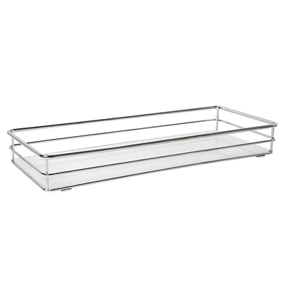 Vanity Tray with White Glass Chrome - Elle Décor