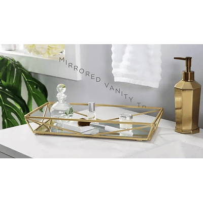 Vanity Tray with White Glass Chrome - Elle Décor