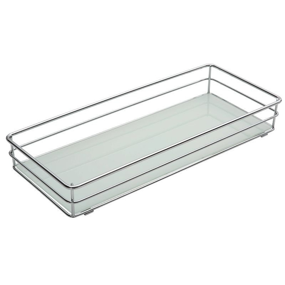 Vanity Tray with White Glass Chrome - Elle Décor