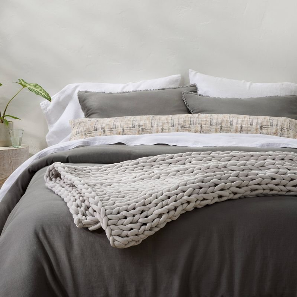 50"x70" 12lbs Solid Knit Weighted Blanket Dark Gray - Casaluna™: Adult Sweater Knit, OEKO-TEX Certified