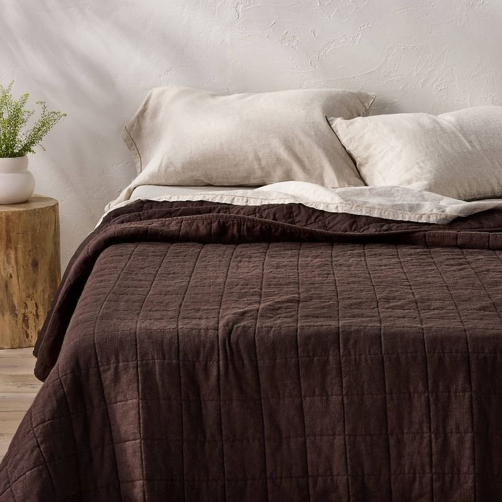 Full/Queen Heavyweight Linen Blend Quilt Dark Fig - Casaluna™