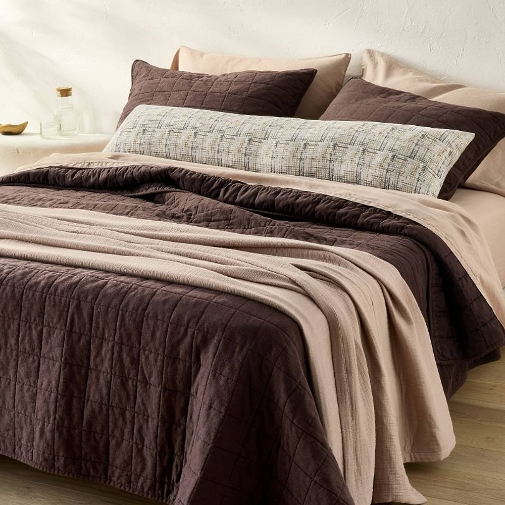 Full/Queen Heavyweight Linen Blend Quilt Dark Fig - Casaluna™