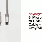6' Micro-USB to USB-A Round Cable - heyday™ Cool Gray/Silver