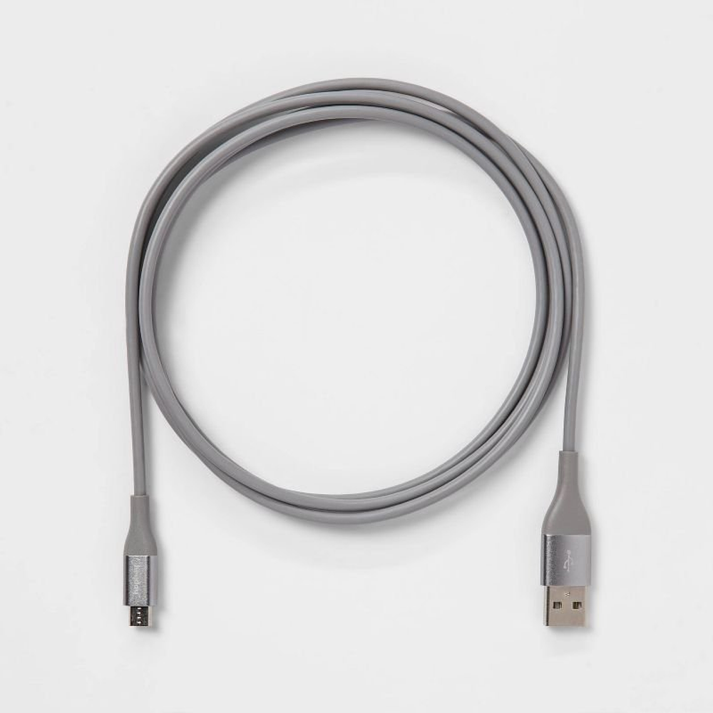 6' Micro-USB to USB-A Round Cable - heyday™ Cool Gray/Silver