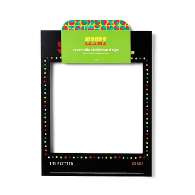 First Day of School Sign Border Frame - Mondo Llama™: Chalk Board, MDF & Plastic, 17inx13in, Back to School Presentation Board