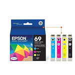 Epson 69 4pk Combo Ink Cartridges - Black/Cyan/Magenta/Yellow (T069120BCS)