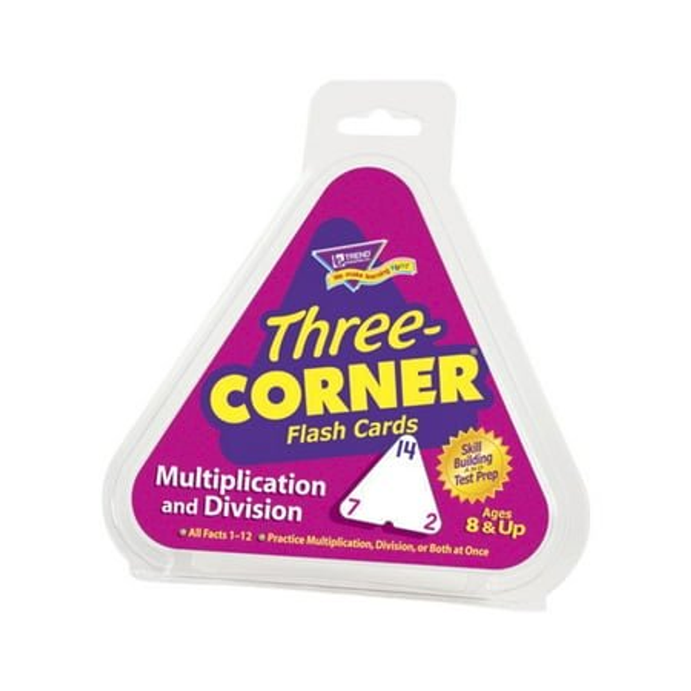 Trend Enterprises Three-Corner Multiplication and Division Flash Cards  Set of 46