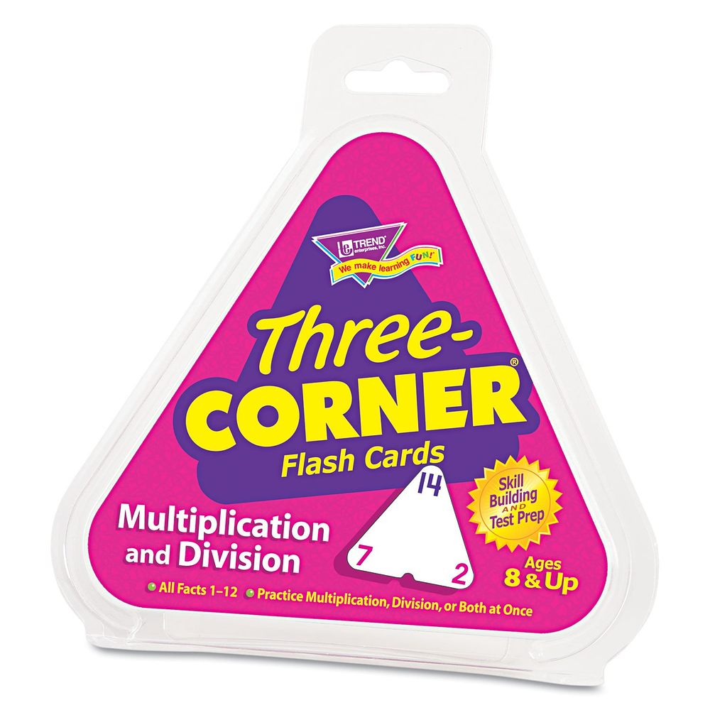 Trend Enterprises Three-Corner Multiplication and Division Flash Cards  Set of 46