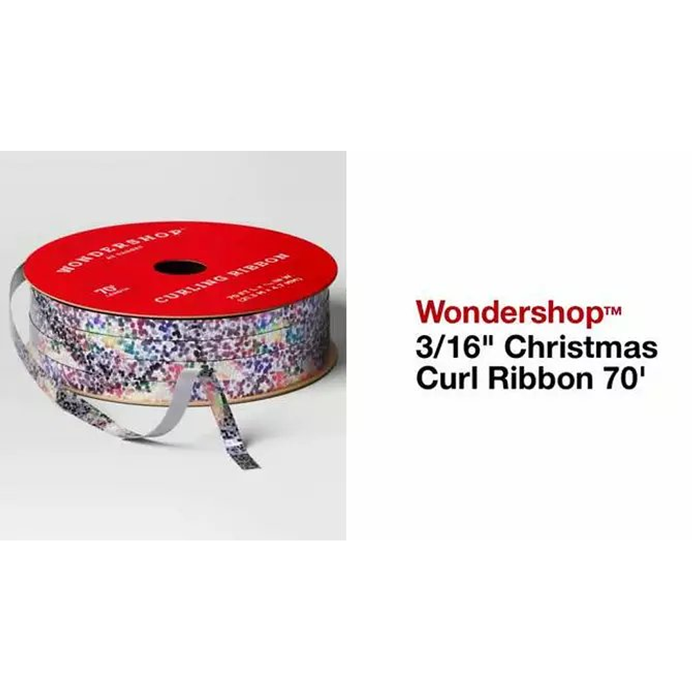 3/16" Christmas Curl Ribbon 70' Silver Holographic - Wondershop™