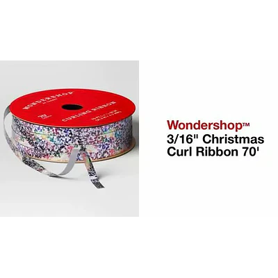 3/16" Christmas Curl Ribbon 70' Silver Holographic - Wondershop™