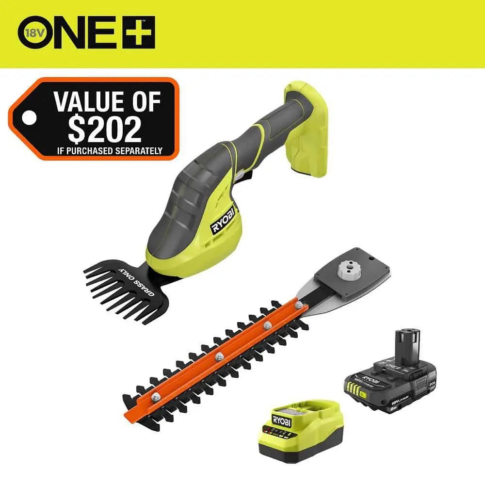 ONE+ 18V Cordless Grass Shear and Shrubber Trimmer with 2.0 Ah Battery and Charger