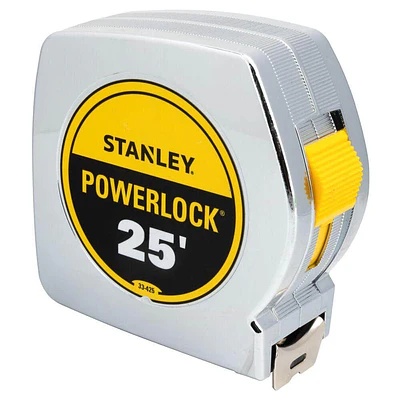 Stanley Powerlock II Power Return Rule  1  x 25ft  Chrome/Yellow
