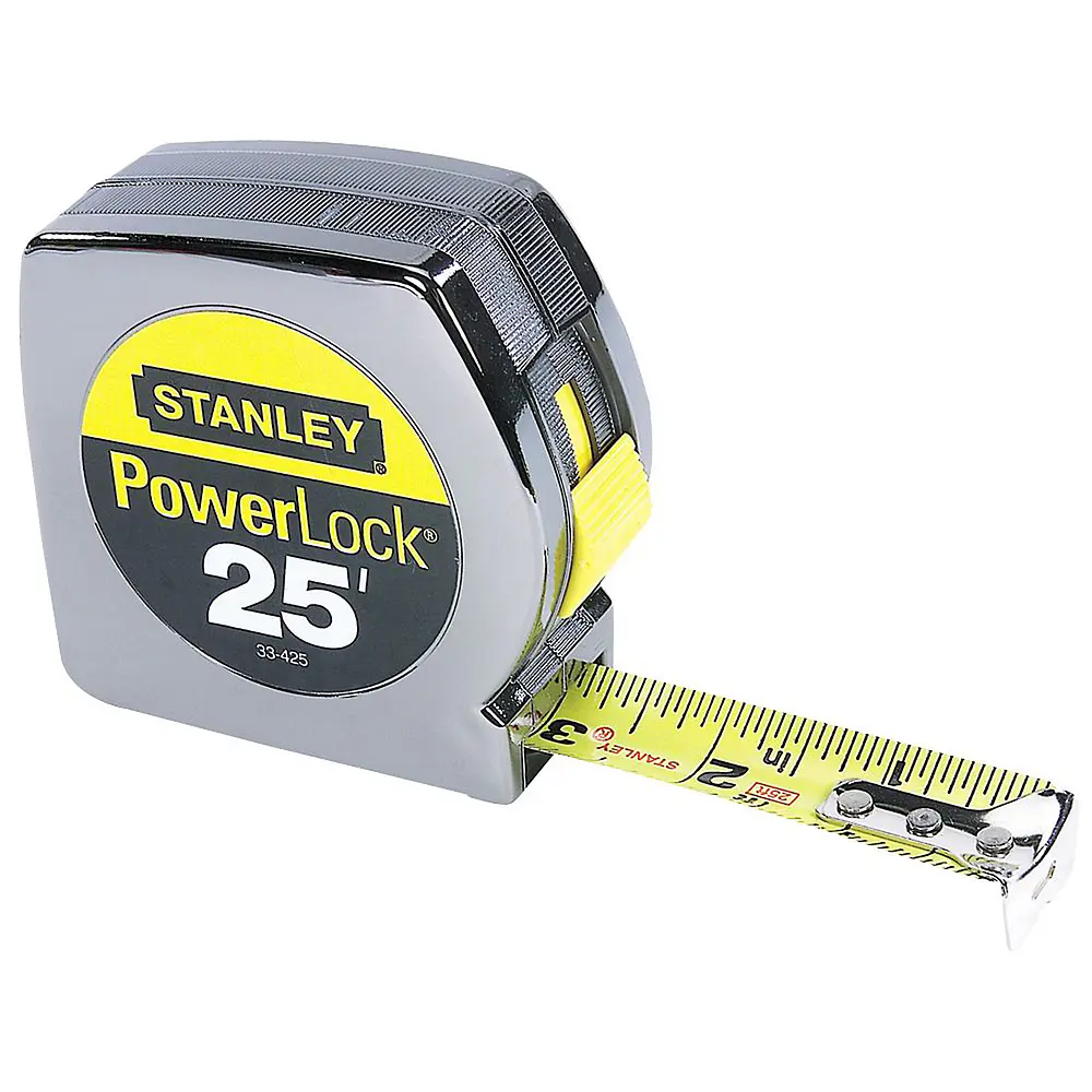 Stanley Powerlock II Power Return Rule  1  x 25ft  Chrome/Yellow