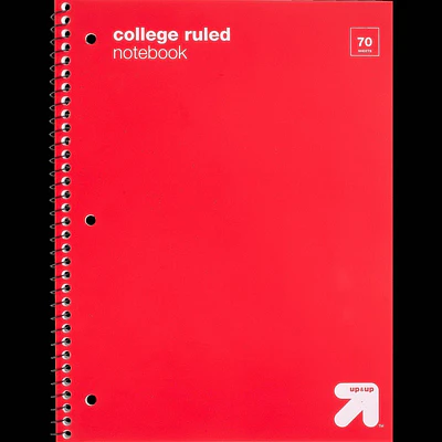 70 sheet College Ruled 1 Subject Spiral Notebook Assorted Colors - up&up: Bulk  Soft Cover  Perforated Pages