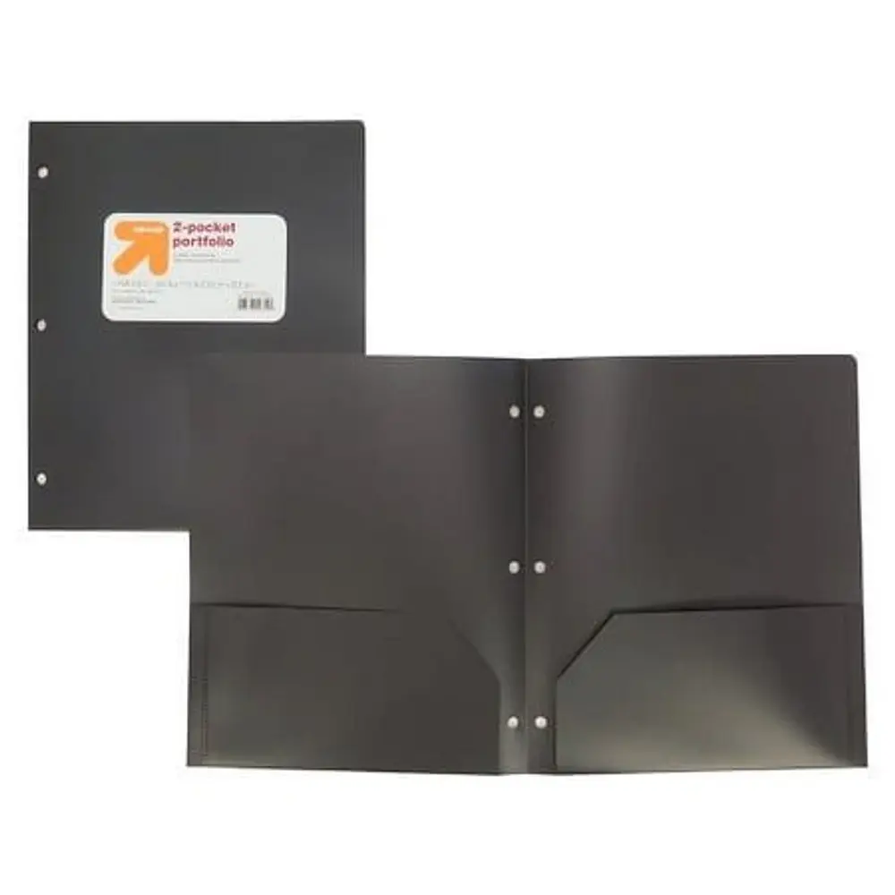 2 Pocket Plastic Folder Black - up&up™