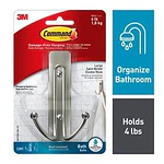 Command Large Double Bathroom Wall Hook  Satin Nickel  Damage Free Hanging  1 Metal Hook