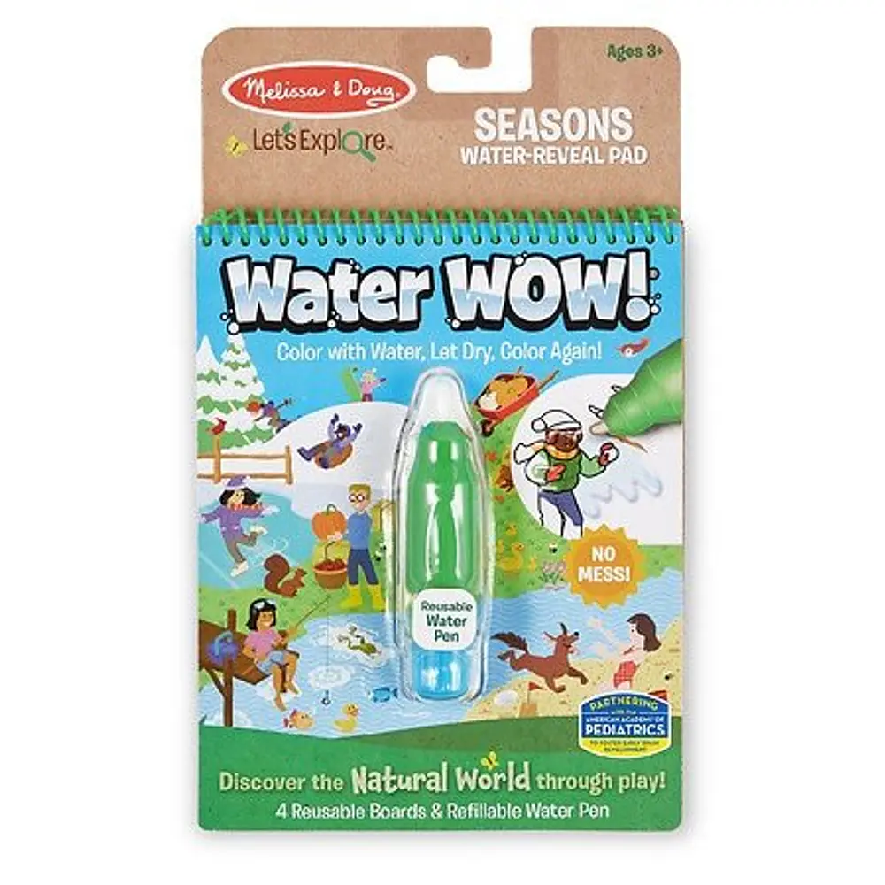 Melissa & Doug Let’s Explore Water Wow! Seasons Water-Reveal Pad – Reusable On the Go Travel Activity - FSC Certified