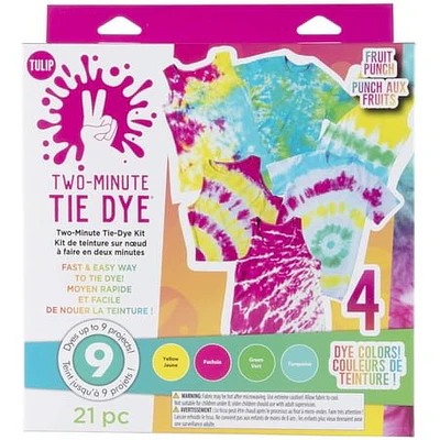 Tulip One-Step Tie-Dye Kit Fast and Easy Fabric Designs in Two Minutes  Includes Microwavable Containers and Techniques  4 Vibrant Colors  Tropical Fruit Punch