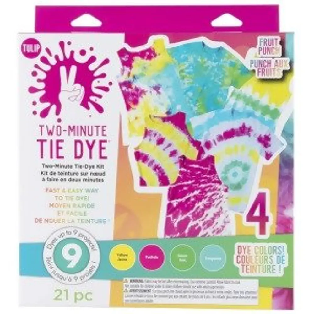 Tulip One-Step Tie-Dye Kit Fast and Easy Fabric Designs in Two Minutes  Includes Microwavable Containers and Techniques  4 Vibrant Colors  Tropical Fruit Punch