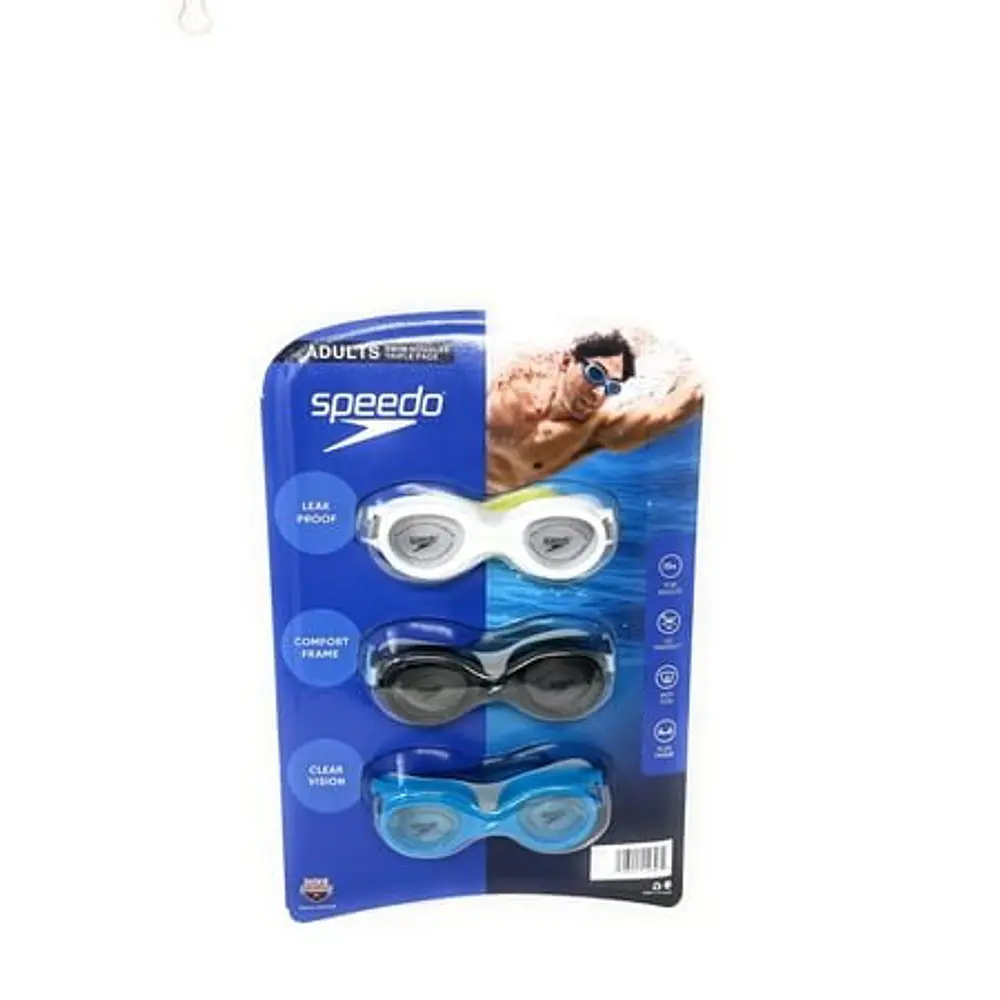 Speedo Adults Ultra Soft Comfort Fit Swim Goggles Triple Pack (White  Black  Blue)