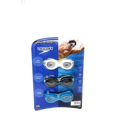 Speedo Adults Ultra Soft Comfort Fit Swim Goggles Triple Pack (White  Black  Blue)