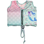 SwimWays Swim Step 2 Adjustable Swimming Pool Secure Flotation Training Blue & Purple Mermaid Swim Vest - Ages 2-4 Years