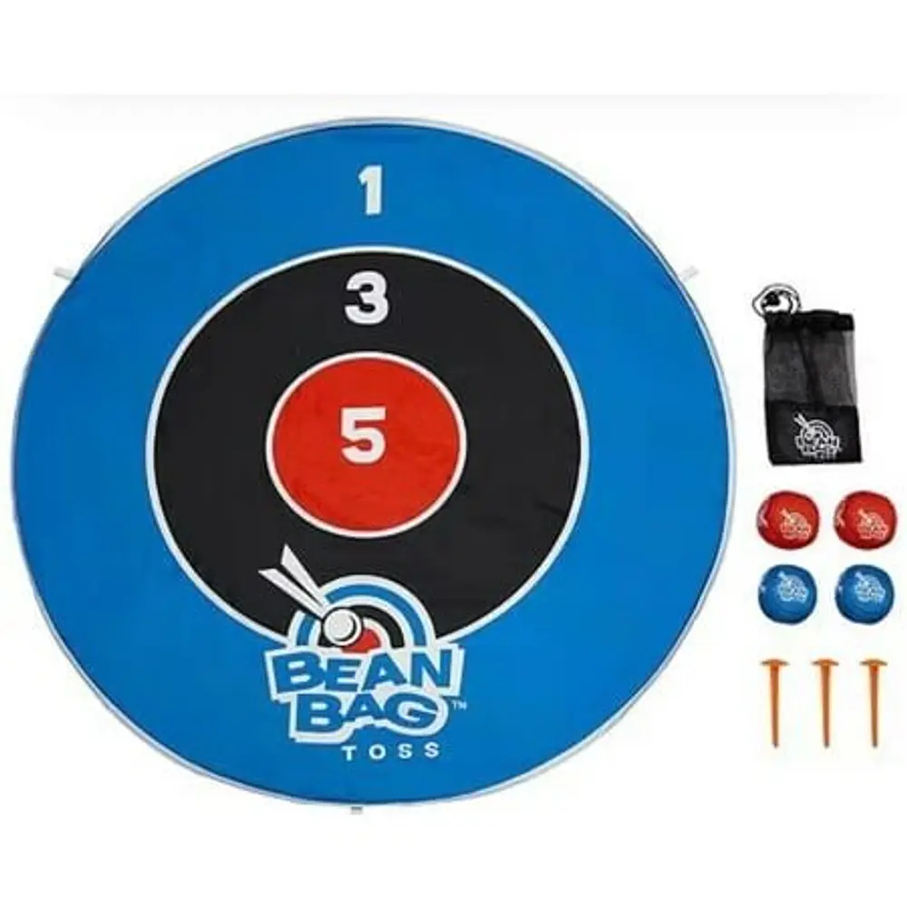 9 Piece Bring on the Sun Bean Bag Toss Summer Yard Game - 1 Target  4 Bean Bags  3 Ground Stakes & 1 Carry Bag