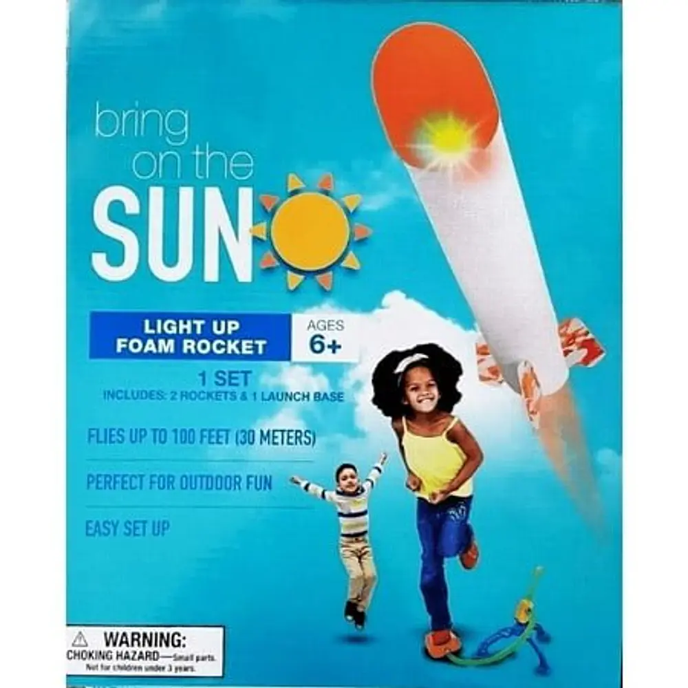 Bring On the Sun  Light Up Foam Rocket Set  2 Rockets & Launch Base Up to 100 Ft *EN