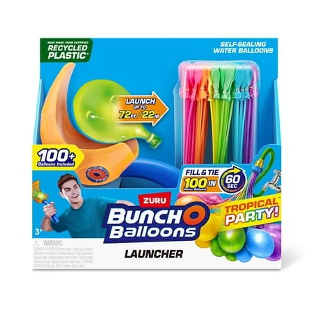Bunch O Balloons Tropical Party with 1 Launcher & 100+ Rapid-Filling Self-Sealing Balloons by ZURU