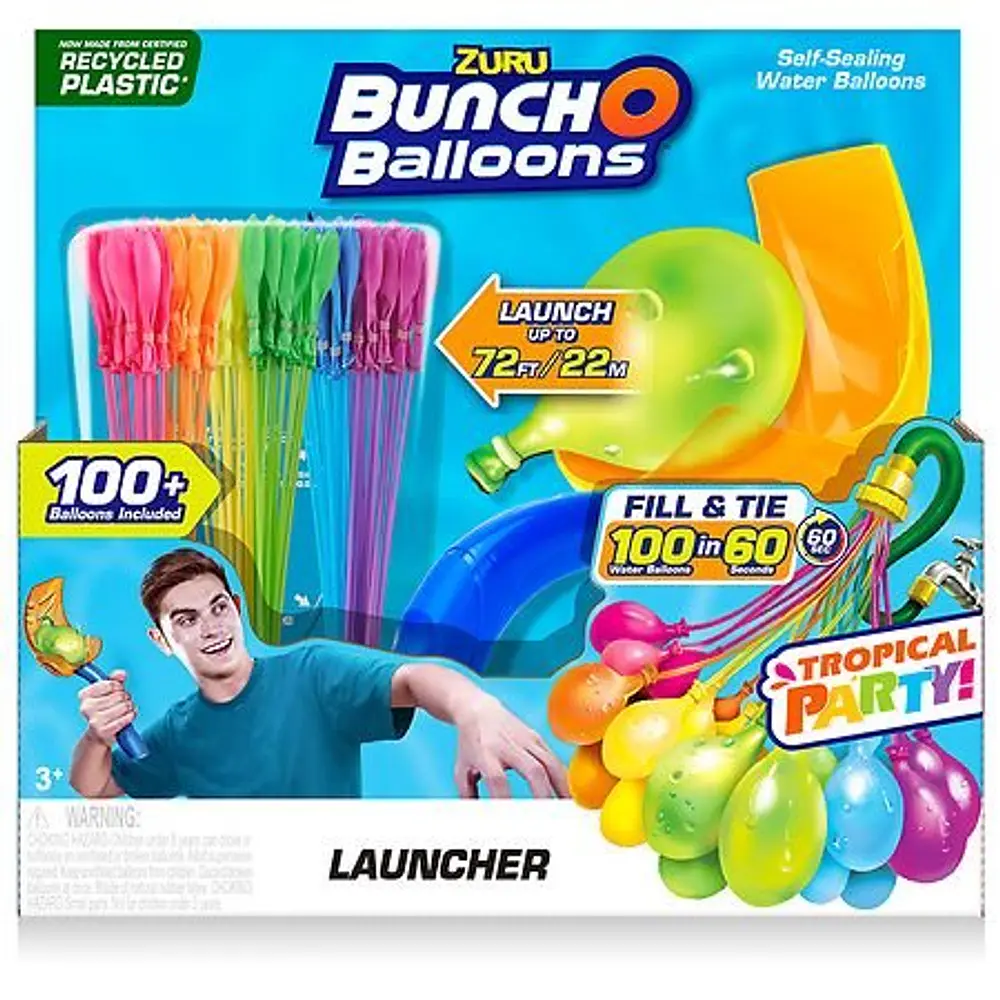 Bunch O Balloons Tropical Party with 1 Launcher & 100+ Rapid-Filling Self-Sealing Balloons by ZURU