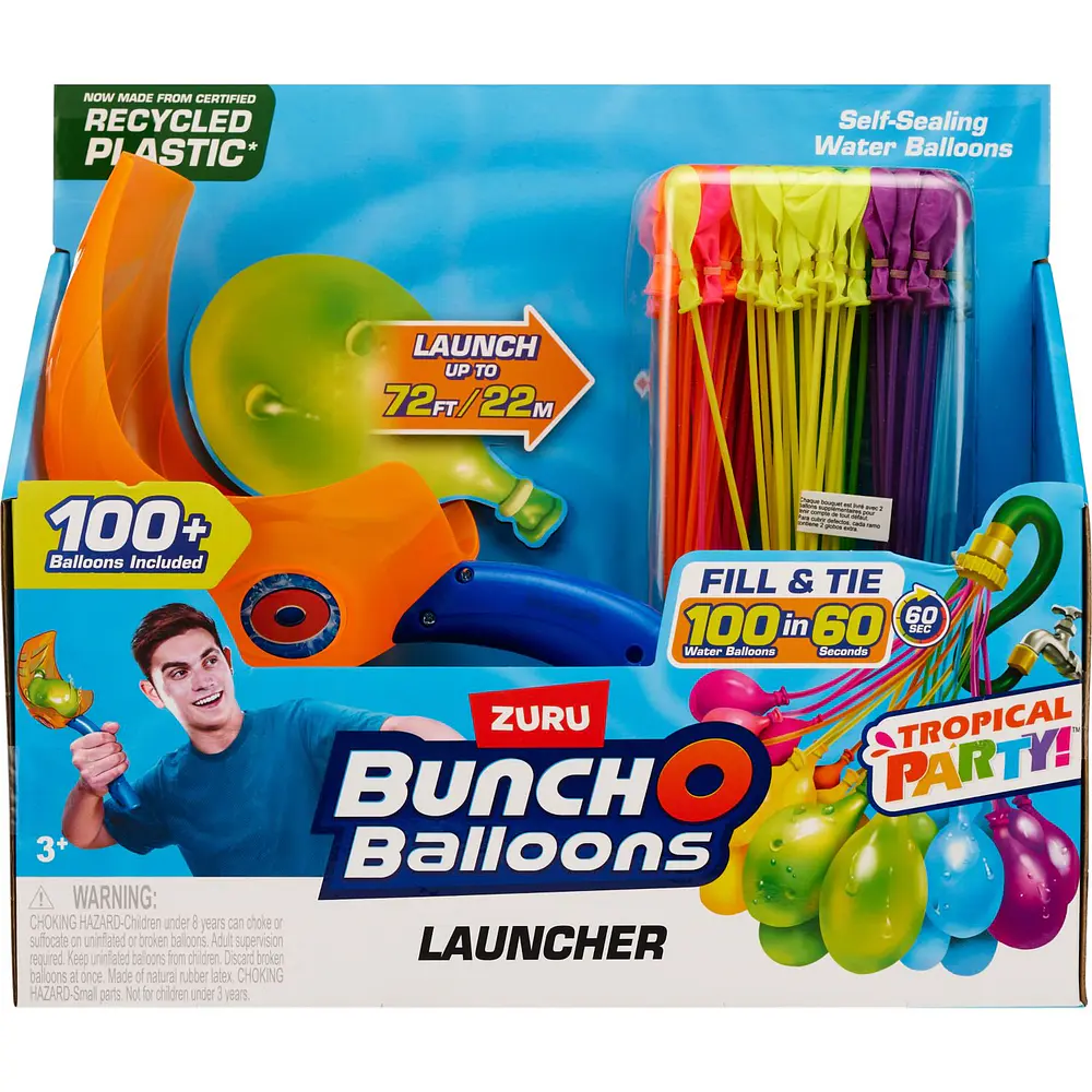 Bunch O Balloons Tropical Party with 1 Launcher & 100+ Rapid-Filling Self-Sealing Balloons by ZURU