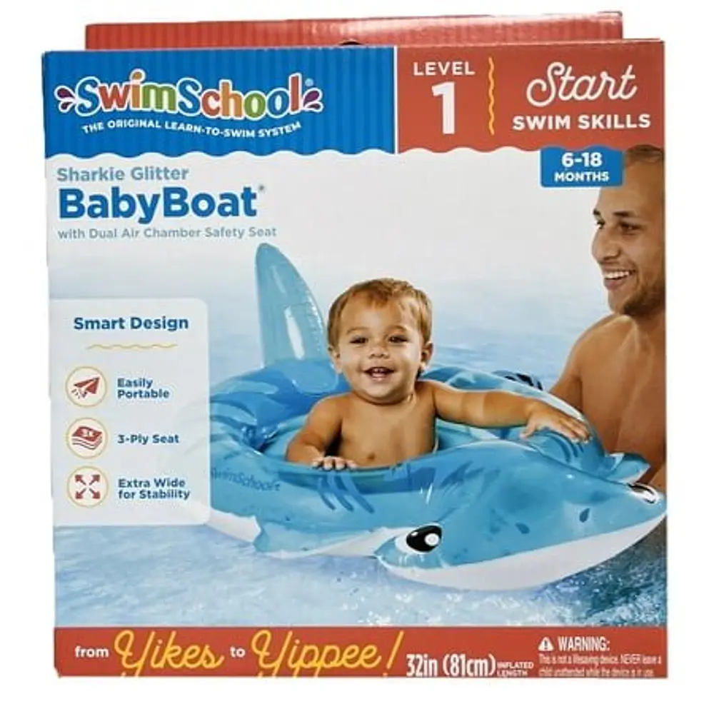 The Original Swim School Sharkie Glitter Baby Boat Kids 6-18 Months